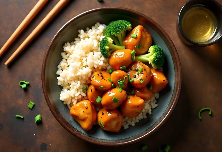 Delicious Tsos Chicken with Rice and Broccoli